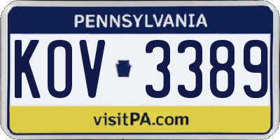 PA license plate KOV3389