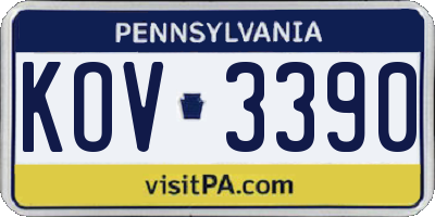 PA license plate KOV3390