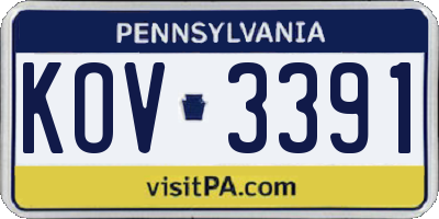PA license plate KOV3391