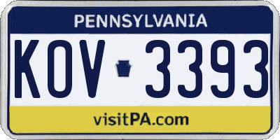 PA license plate KOV3393