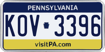 PA license plate KOV3396