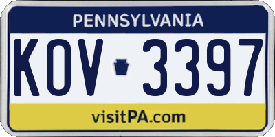 PA license plate KOV3397