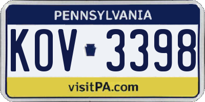 PA license plate KOV3398