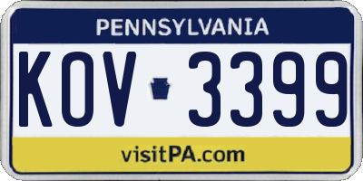 PA license plate KOV3399