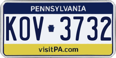 PA license plate KOV3732