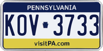 PA license plate KOV3733