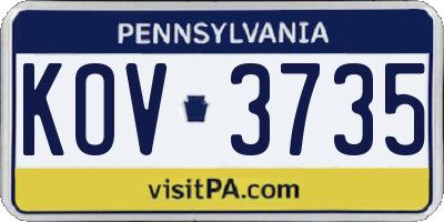 PA license plate KOV3735