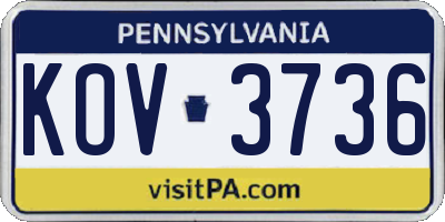 PA license plate KOV3736