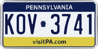 PA license plate KOV3741