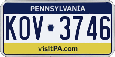 PA license plate KOV3746