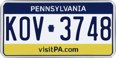 PA license plate KOV3748