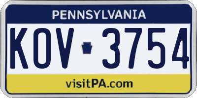 PA license plate KOV3754