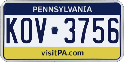 PA license plate KOV3756