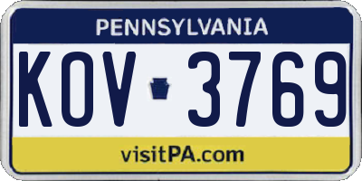 PA license plate KOV3769