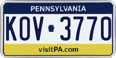 PA license plate KOV3770
