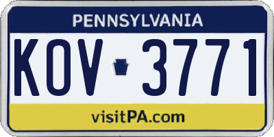 PA license plate KOV3771