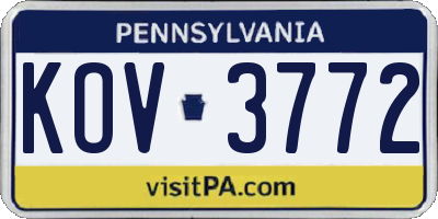 PA license plate KOV3772