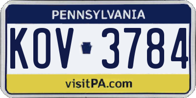 PA license plate KOV3784