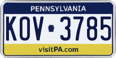 PA license plate KOV3785