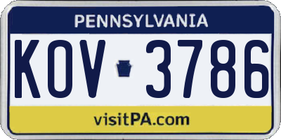 PA license plate KOV3786