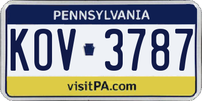 PA license plate KOV3787