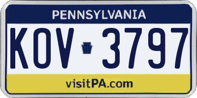 PA license plate KOV3797