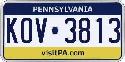 PA license plate KOV3813