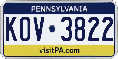 PA license plate KOV3822