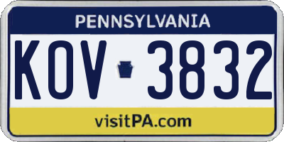 PA license plate KOV3832
