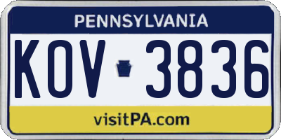 PA license plate KOV3836