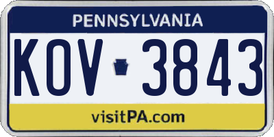 PA license plate KOV3843