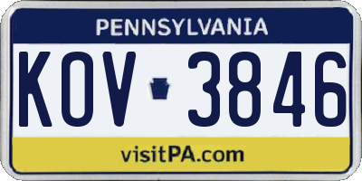 PA license plate KOV3846