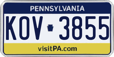PA license plate KOV3855