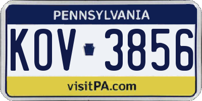 PA license plate KOV3856
