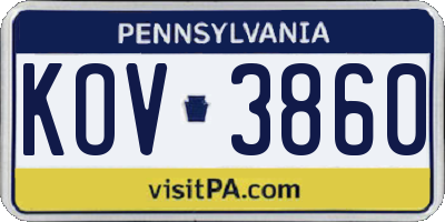 PA license plate KOV3860