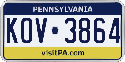 PA license plate KOV3864