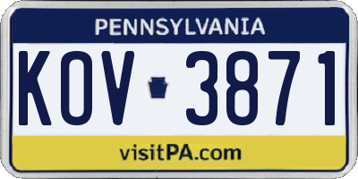 PA license plate KOV3871