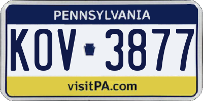 PA license plate KOV3877