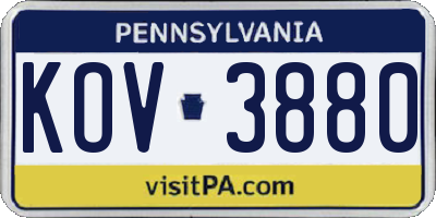 PA license plate KOV3880