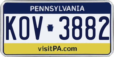 PA license plate KOV3882