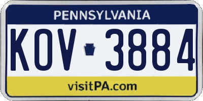 PA license plate KOV3884