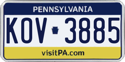PA license plate KOV3885