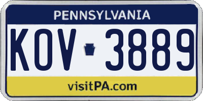 PA license plate KOV3889