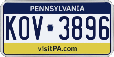 PA license plate KOV3896