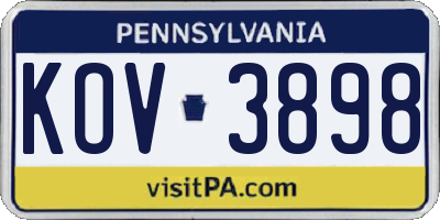 PA license plate KOV3898