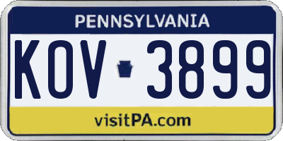 PA license plate KOV3899