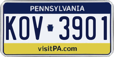 PA license plate KOV3901