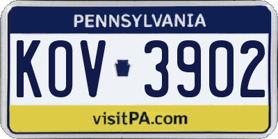 PA license plate KOV3902