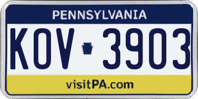 PA license plate KOV3903