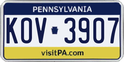 PA license plate KOV3907